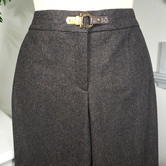 Salvatore Ferragamo Charcoal Gray Lana Wool Straight Leg Pockets EU 46 US 10